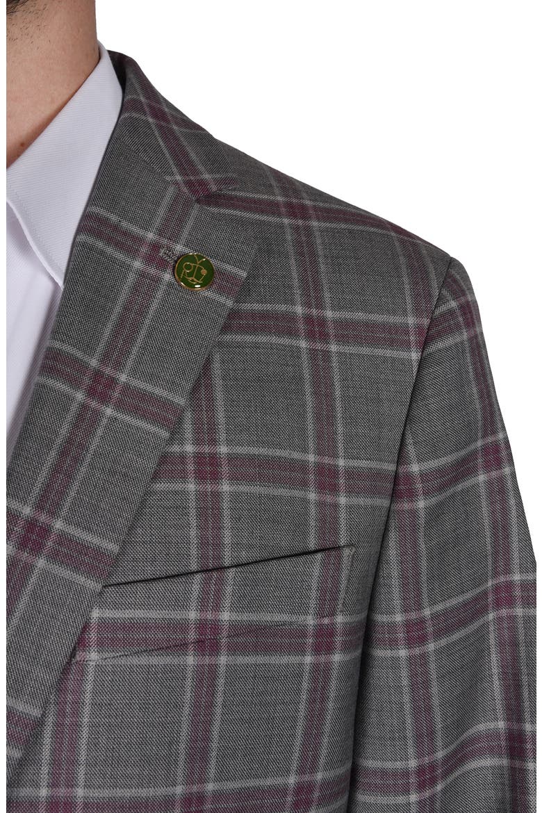 Plaid Wool Blend Blazer, Alternate, color, GREY