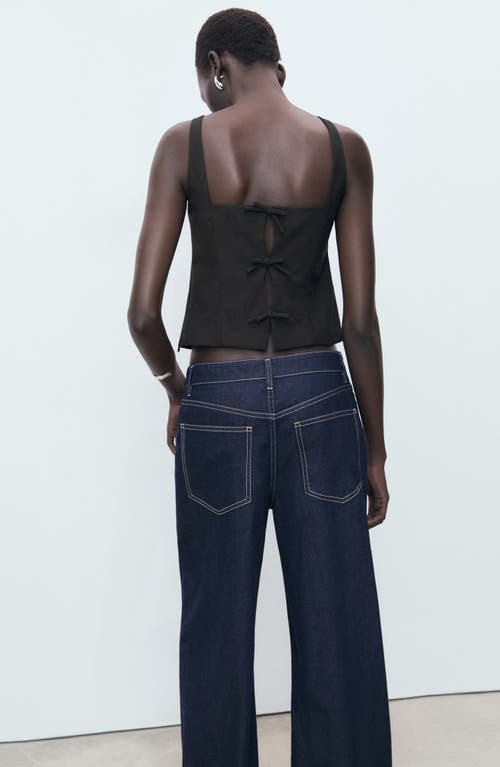Mango Bow Back Crop Camisole In Black