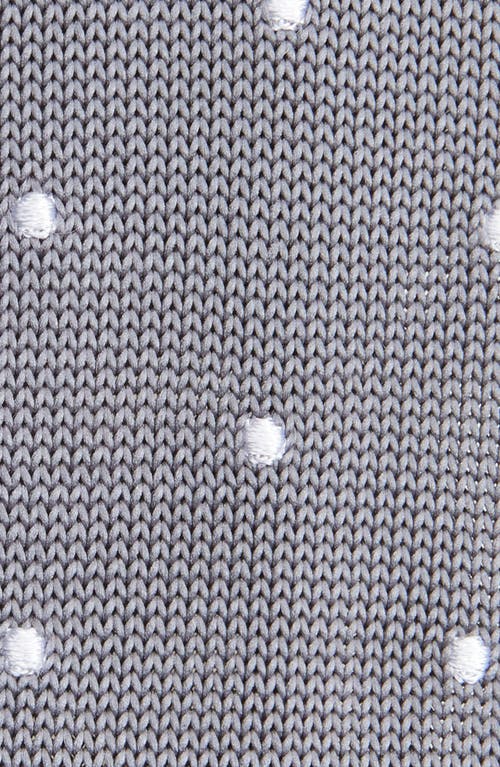 Clifton Wilson Polka Dot Silk Knit Tie In Gray