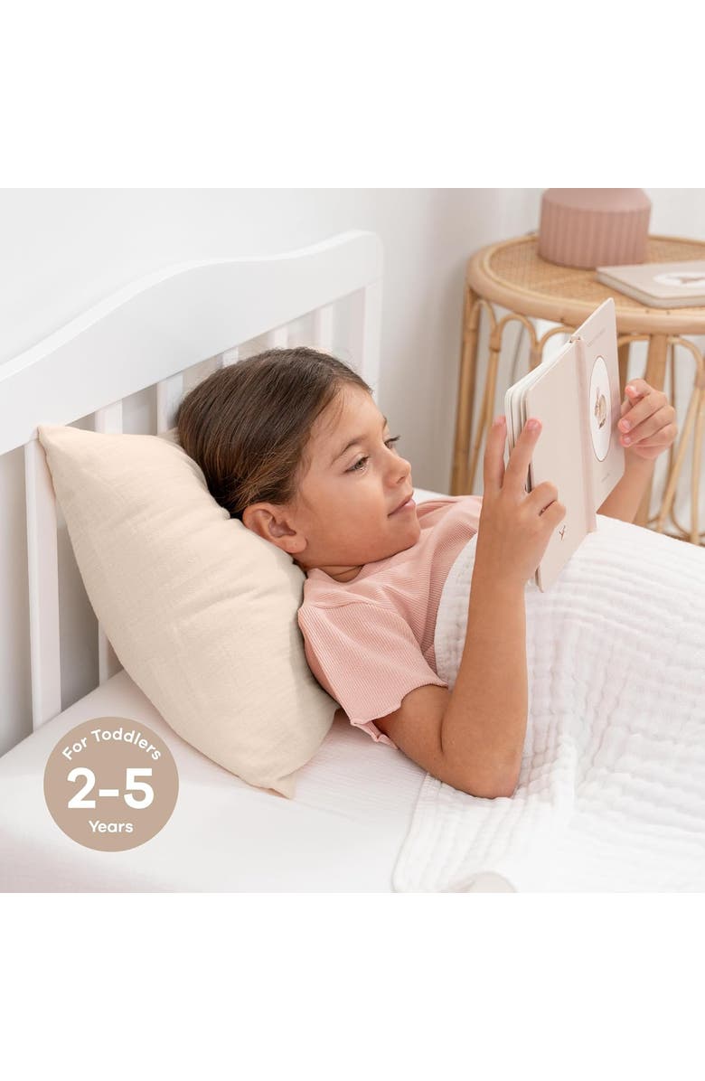 Comfy Cubs Toddler Pillows with Soft Muslin Pillow Case, Alternate, color, Cream