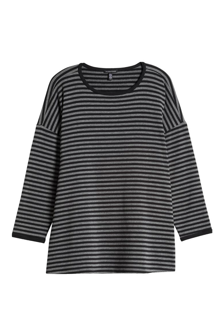 Stripe Long Sleeve Top, Alternate, color, BLACK/ ASH