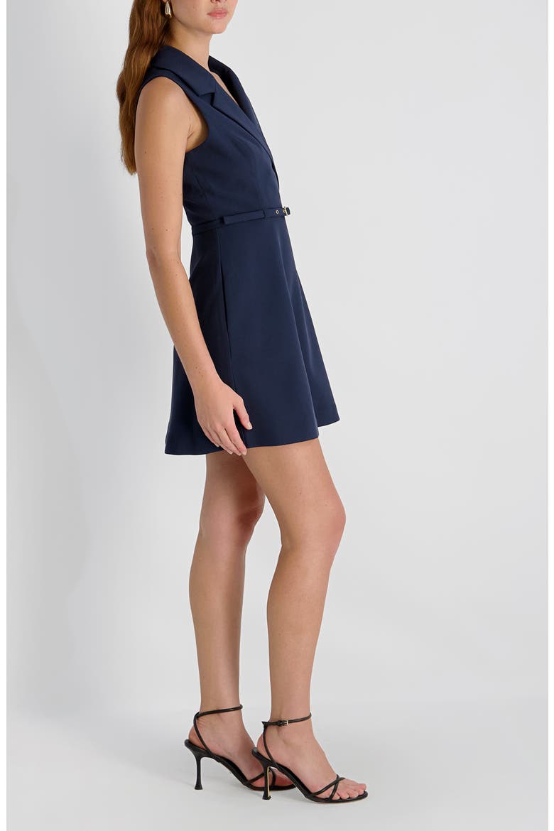Azra Belted Sleeveless Twill Minidress, Alternate, color, MARINE