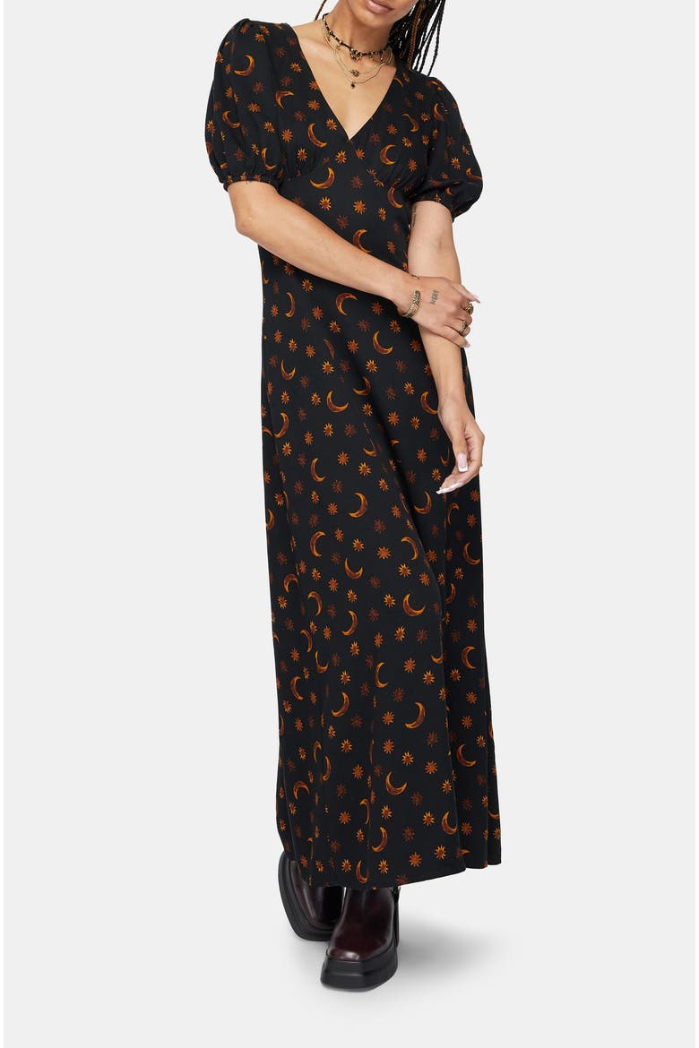 Elura Celestial Print Maxi Dress, Alternate, color, Orange
