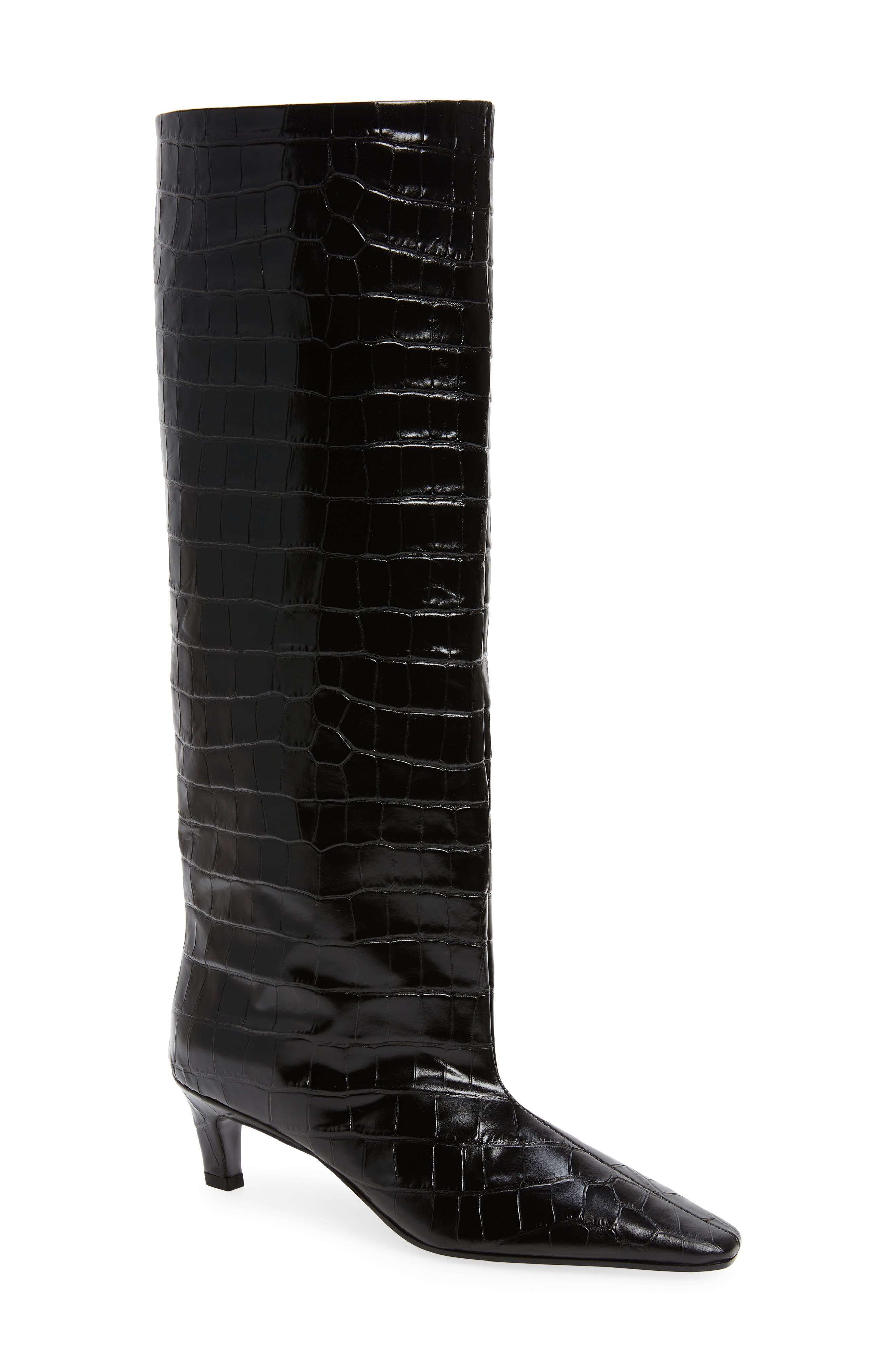 TOTEME The Wide Shaft Croc Embossed Tall Boot, Main, color, 
