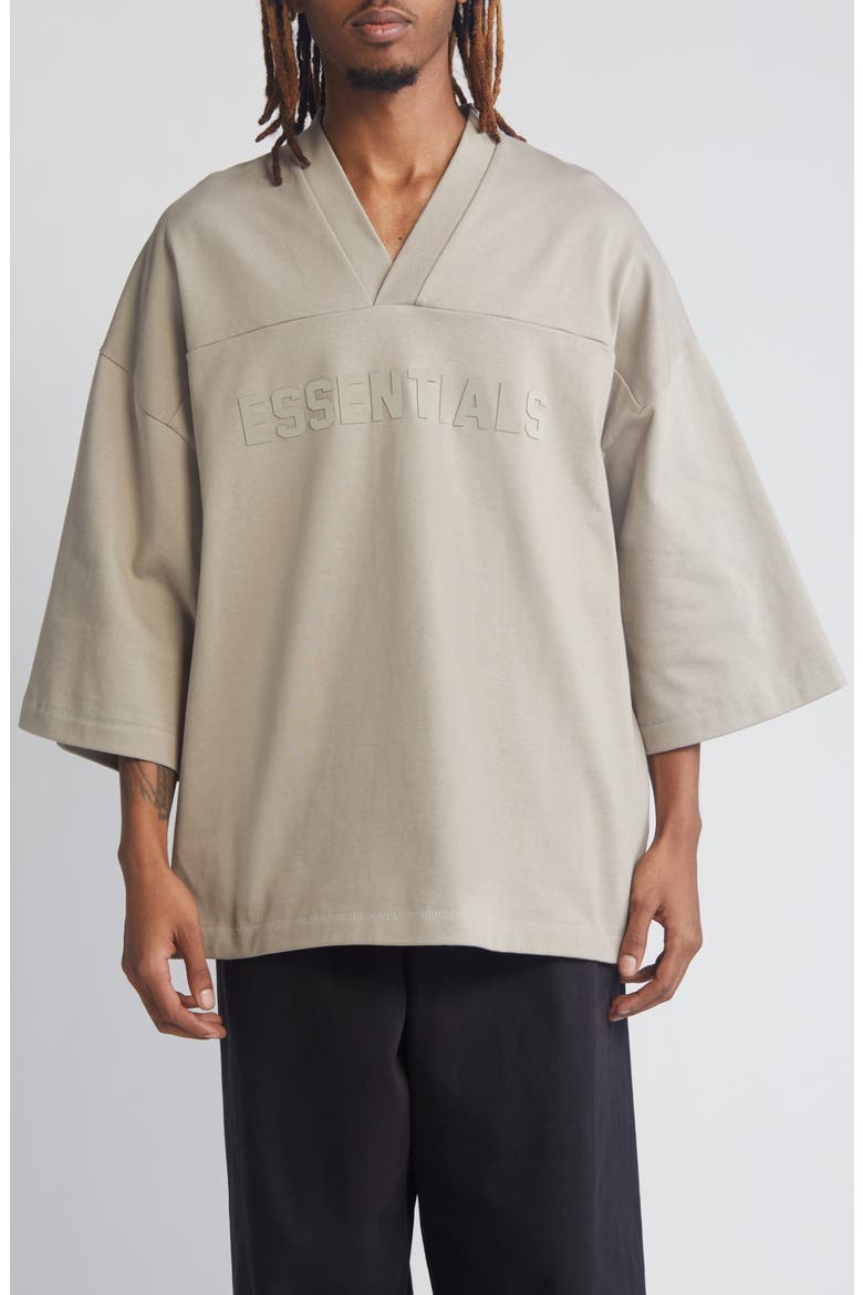 Football Oversize V-Neck Cotton Graphic T-Shirt, Main, color, SEAL