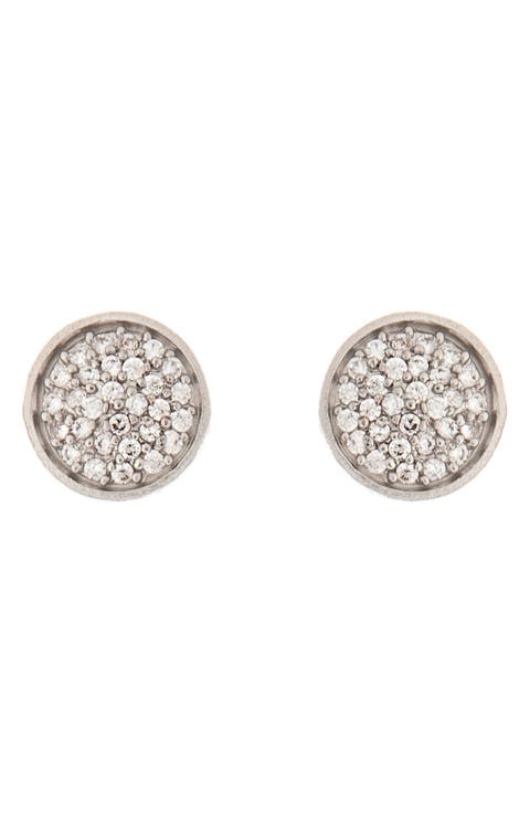 Simulated Diamond Micro Pavé Round Post Earrings