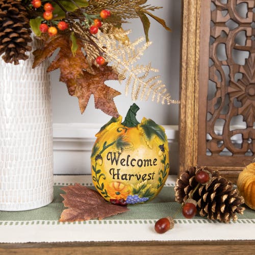 Northlight Autumn "welcome Harvest" Pumpkin Thanksgiving Decoration In Multi