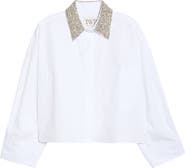 TWP Embellished Collar Cotton Button-Up Shirt