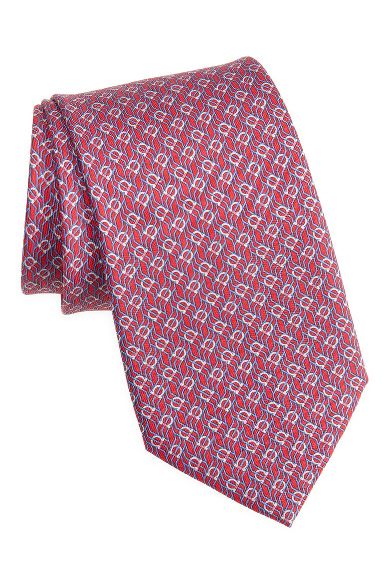 Tetris Gancini Silk Tie, Main, color, ROSSO