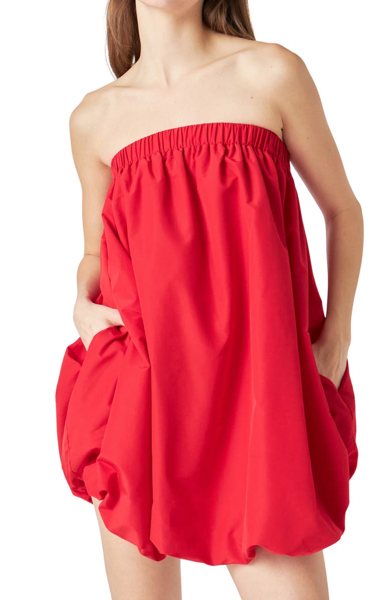 Endless Rose Strapless Bubble Minidress, Alternate, color, Red