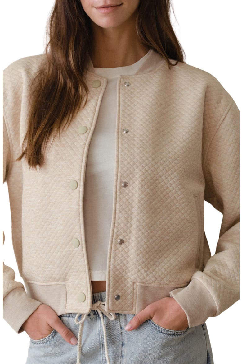 Corbet Quilted Bomber Jacket, Main, color, OATMEAL HEATHER