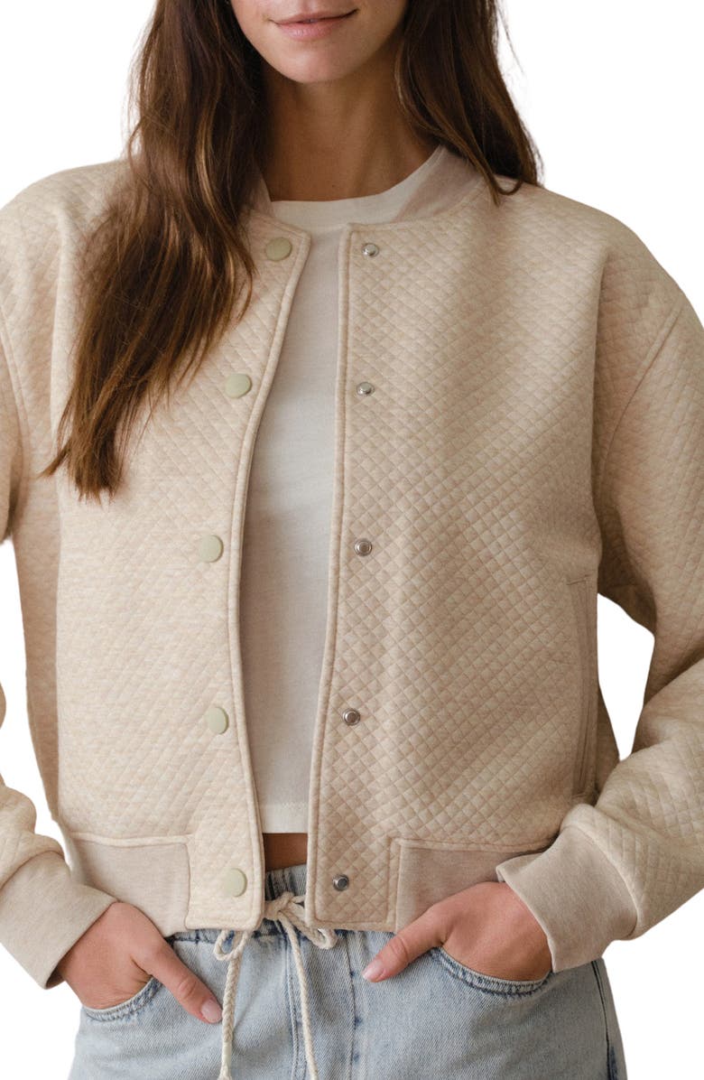Marine Layer Corbet Quilted Bomber Jacket, Main, color, Oatmeal Heather
