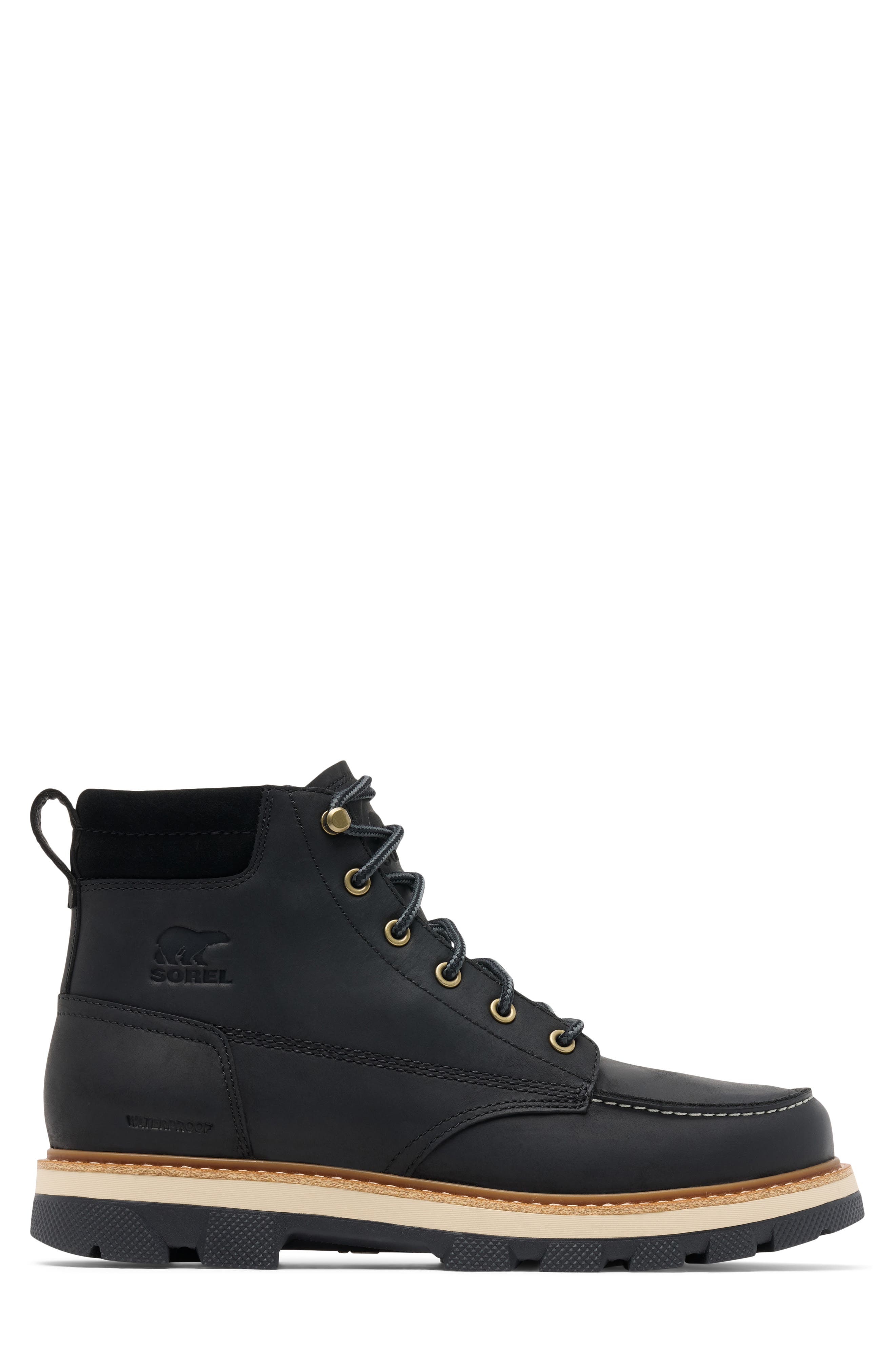 Lark-47 Waterproof Moc Toe Boot, Alternate, color, BLACK/ BLEACHED CERAMIC