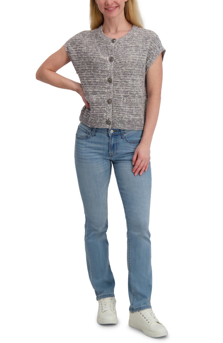 Lucky Brand Short Sleeve Cotton Cardigan, Alternate, color, Medium Heather Grey