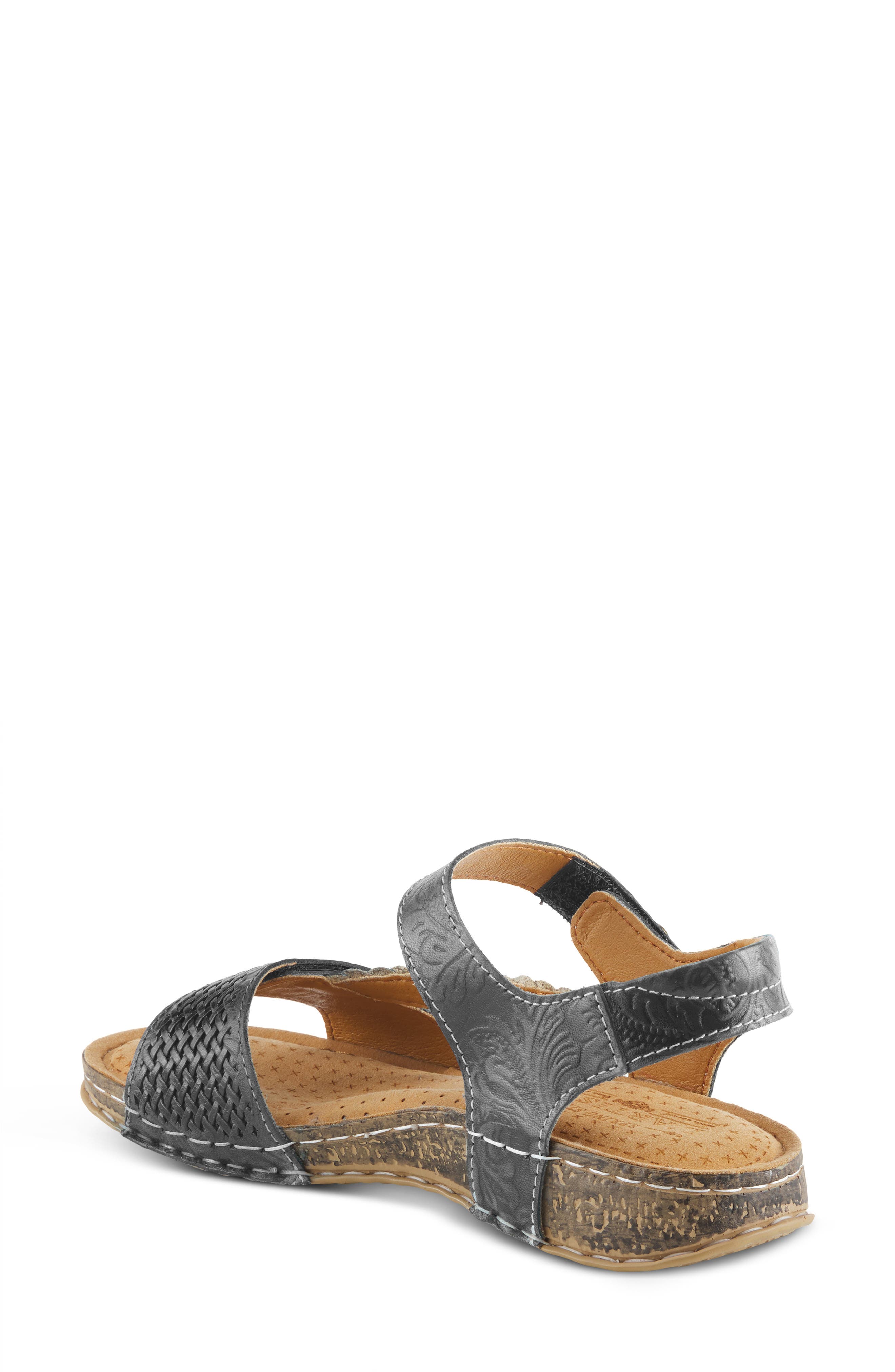 L'Artiste by Spring Step Popular Asymmetric Ankle Strap Sandal, Alternate, color, Black