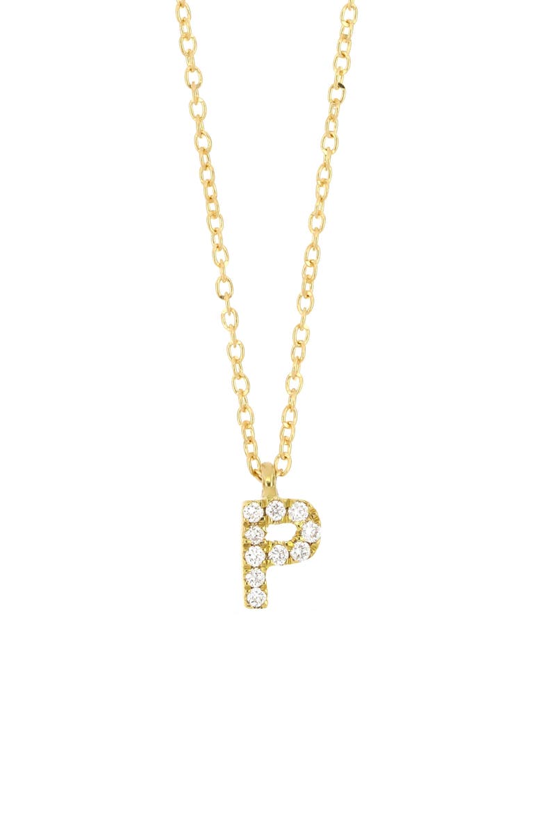Icon Pavé Diamond Initial Pendant Necklace, Main, color, 18K YELLOW GOLD - P
