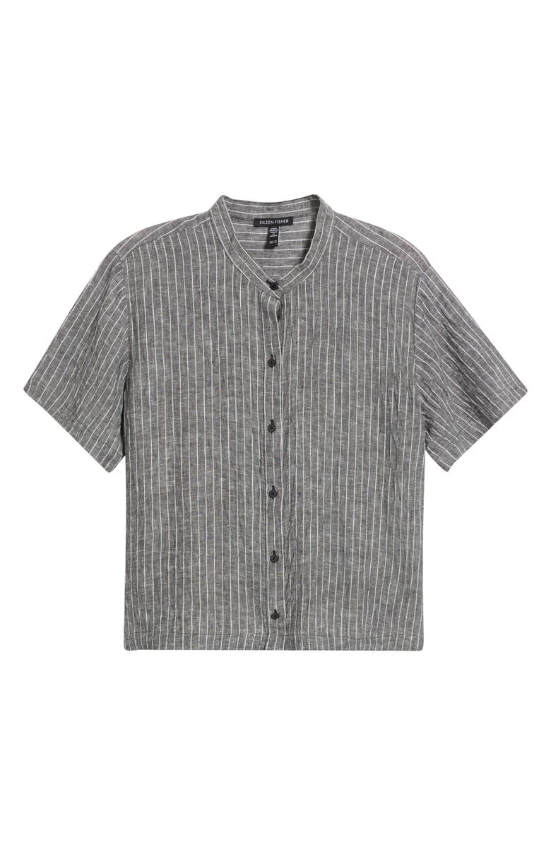 Eileen Fisher Mandarin Collar Organic Linen Button-Up Shirt, Alternate, color,
