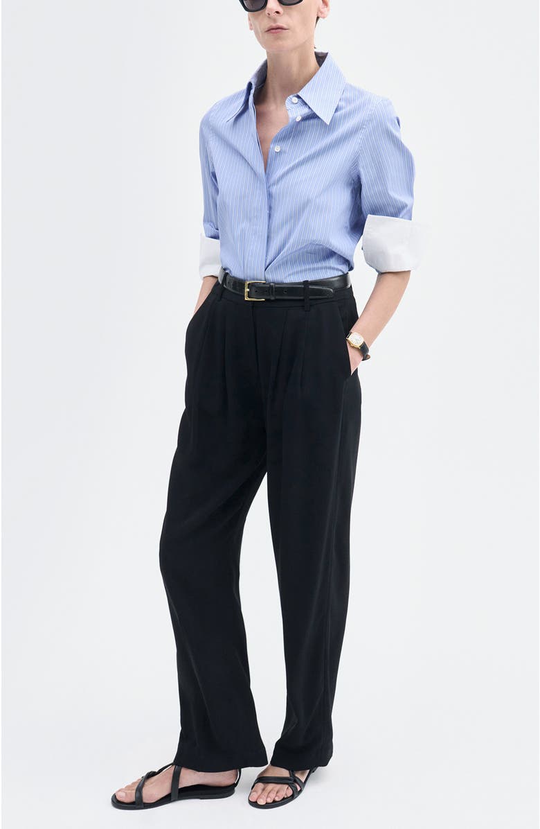 CO Fitted Shirt in Striped Poplin, Alternate, color, Blue