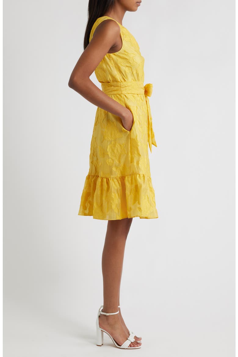 Floral Embroidered One-Shoulder Midi Dress, Alternate, color, SUNSET GOLD