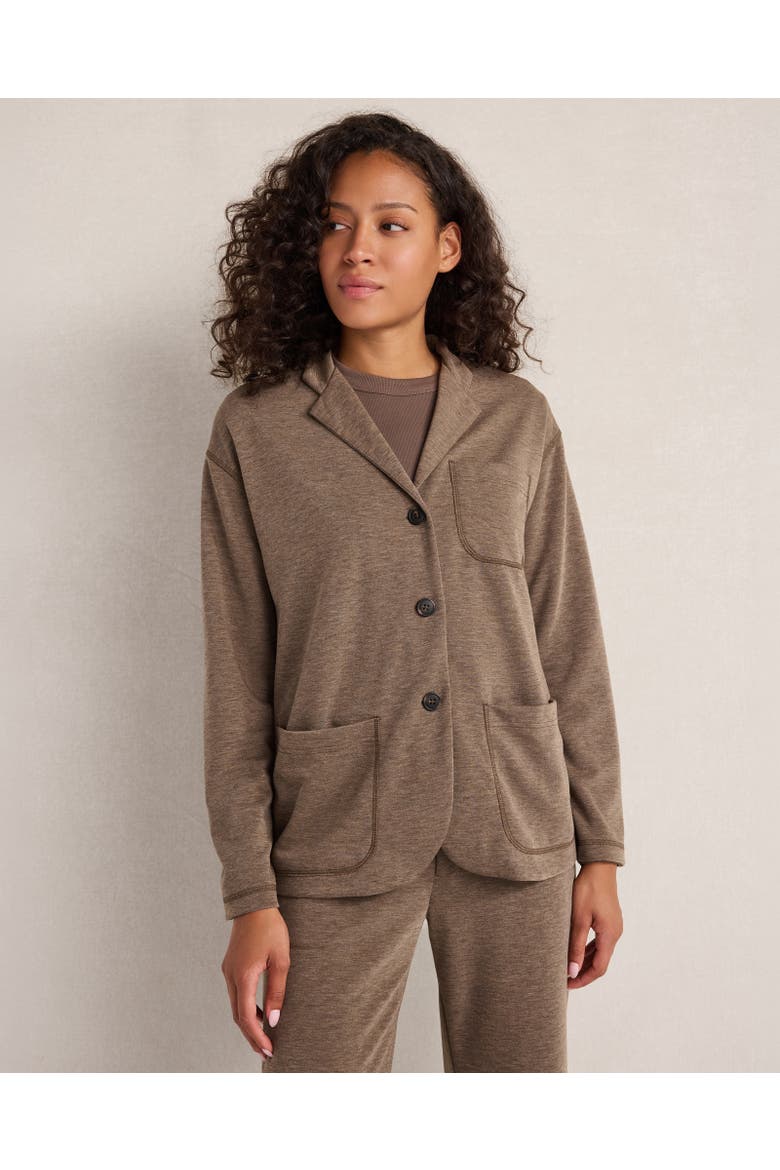 Soft Knit Collared Jacket, Main, color, Chocolate Chip Hthr