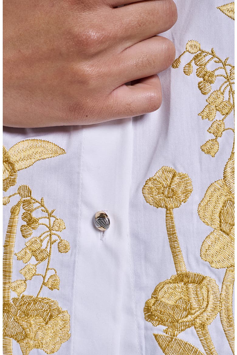 Embroidered Puff Sleeve Cotton Shirt, Alternate, color, WHITE