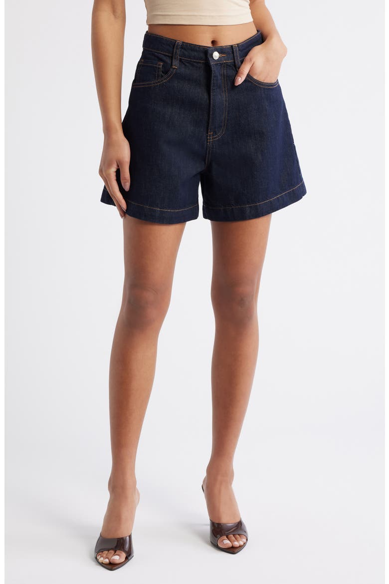 Whitaker High Waist Denim Shorts, Main, color, DARK DENIM