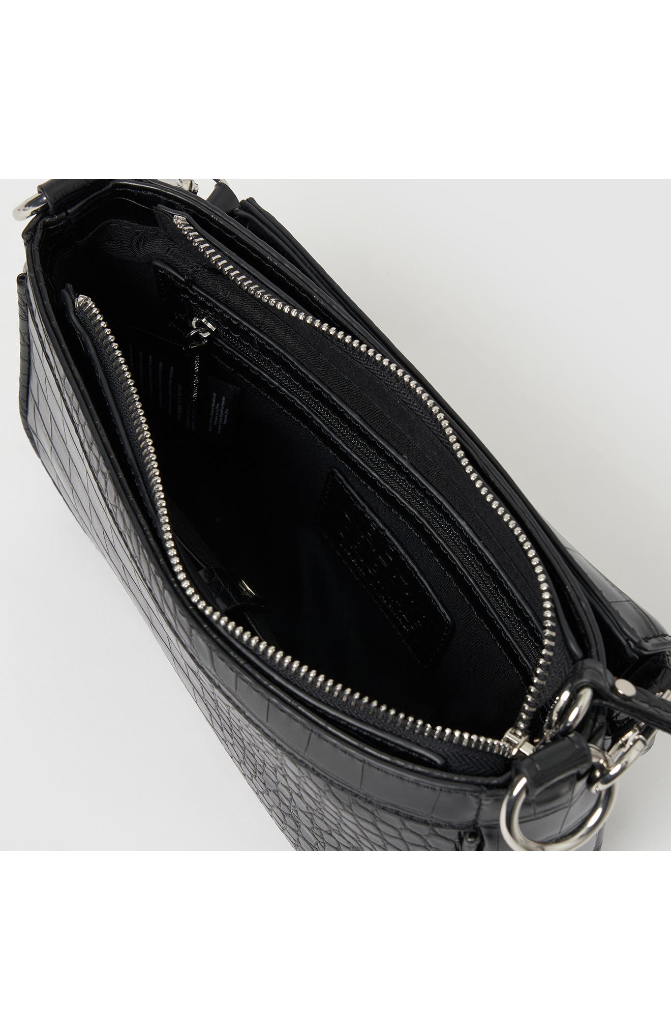 Urban Originals A Little Crazy Croc Shoulder Bag, Alternate, color, Black