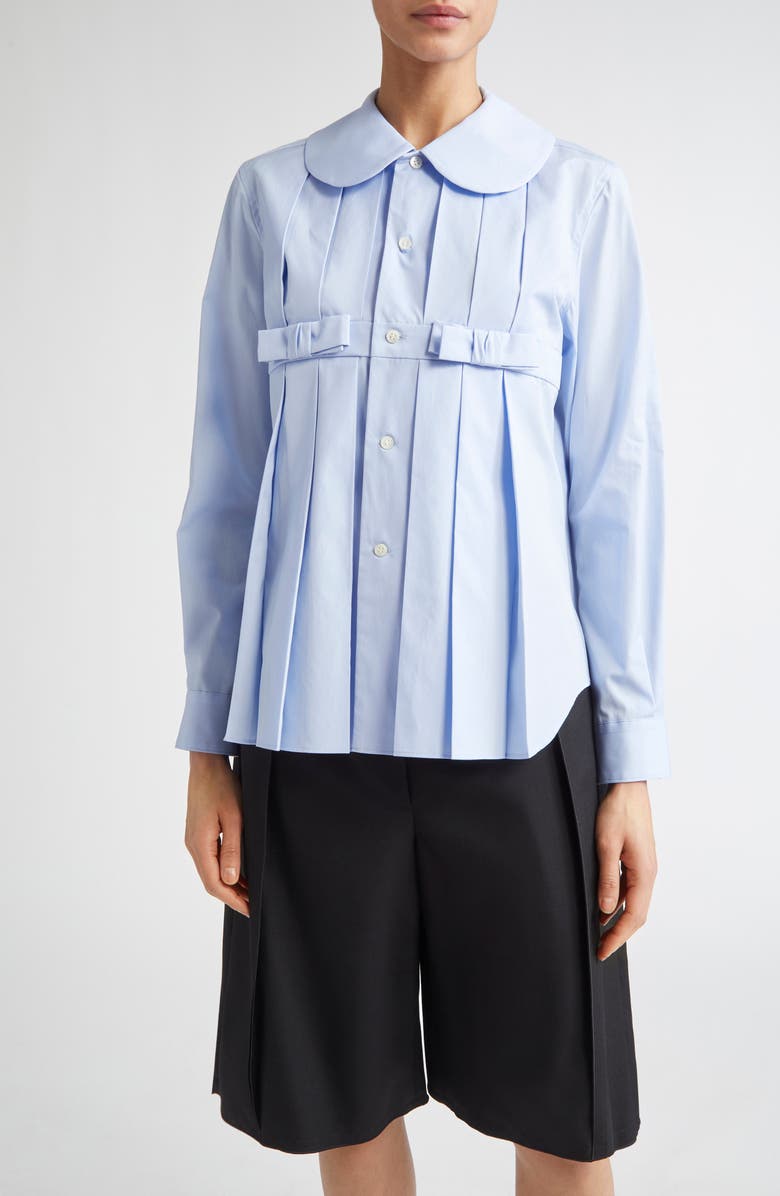 Comme des Garçons Girl Bow Detail Cotton Broadcloth Button-Up Shirt, Main, color, 