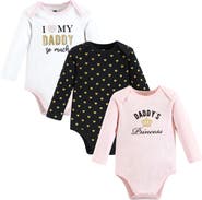 Hudson Baby Infant Breathable Cotton Long-Sleeve Bodysuit Bundle 3 Count
