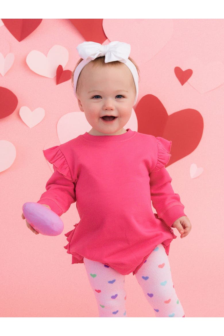 Baby Girls Sweatshirt Bubble Romper, Alternate, color, Hot Pink