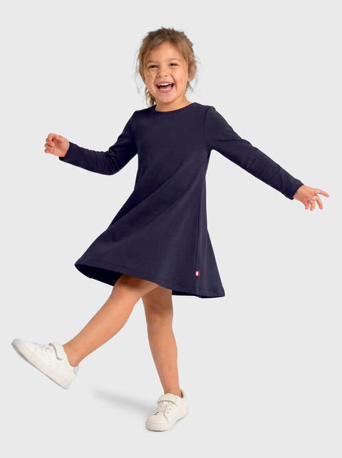 Girl's Soft 100% Cotton Baby Rib Long Sleeve Dress (Infant, Toddler, Little Kid, Big Kid)