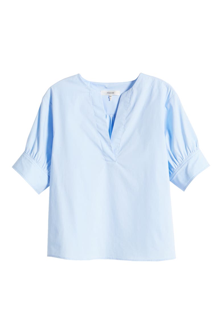 Organic Cotton Split Neck Popover Top, Alternate, color, OXFORD BLUE