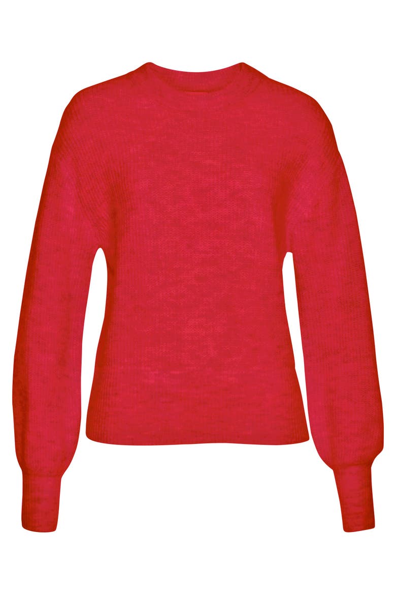 Balloon Sleeve Sweater, Alternate, color, Red