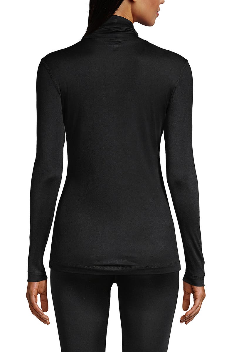 Lands' End Silk Interlock Turtleneck Long Underwear Top, Alternate, color, Black