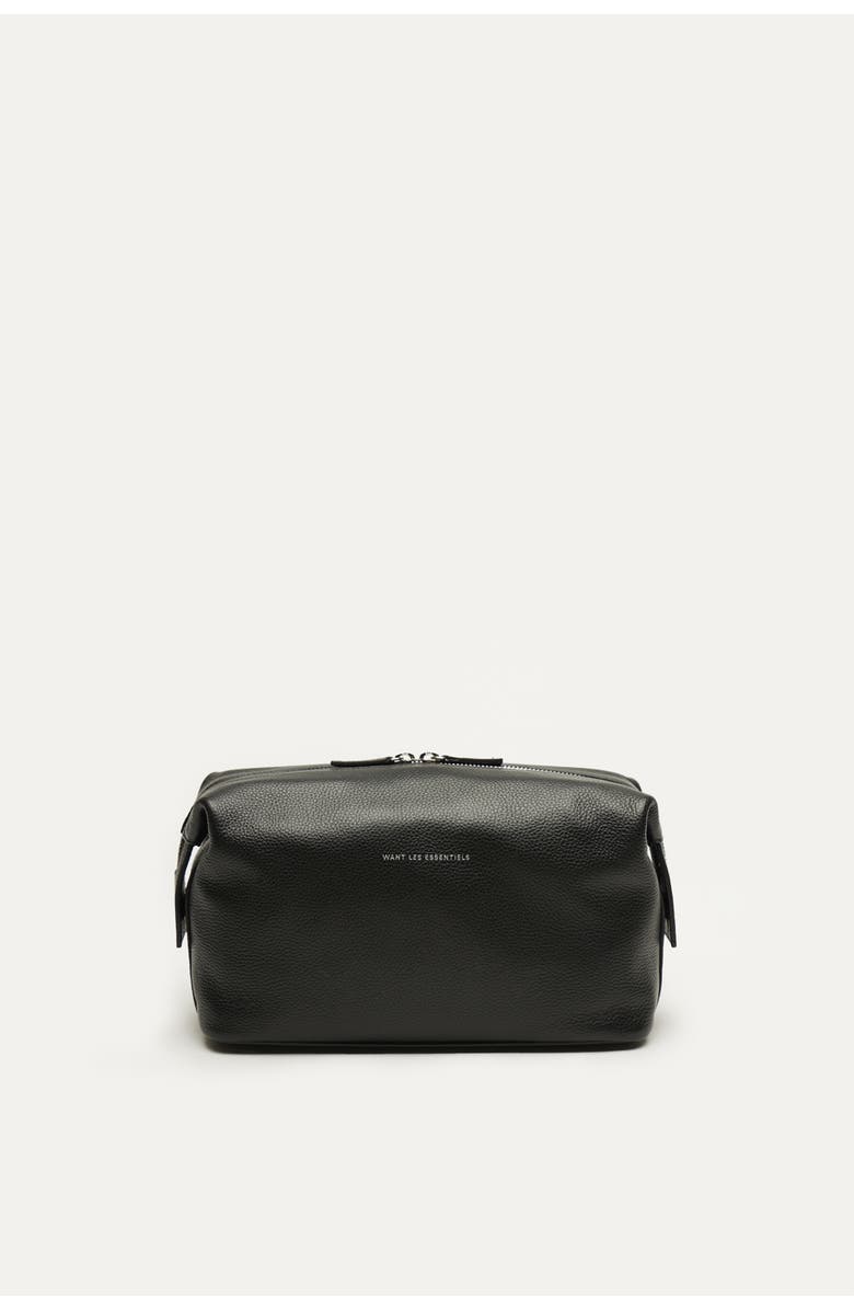 Want Les Essentiels Kenyatta Pebble Grained Leather Toiletry Bag, Main, color, Black