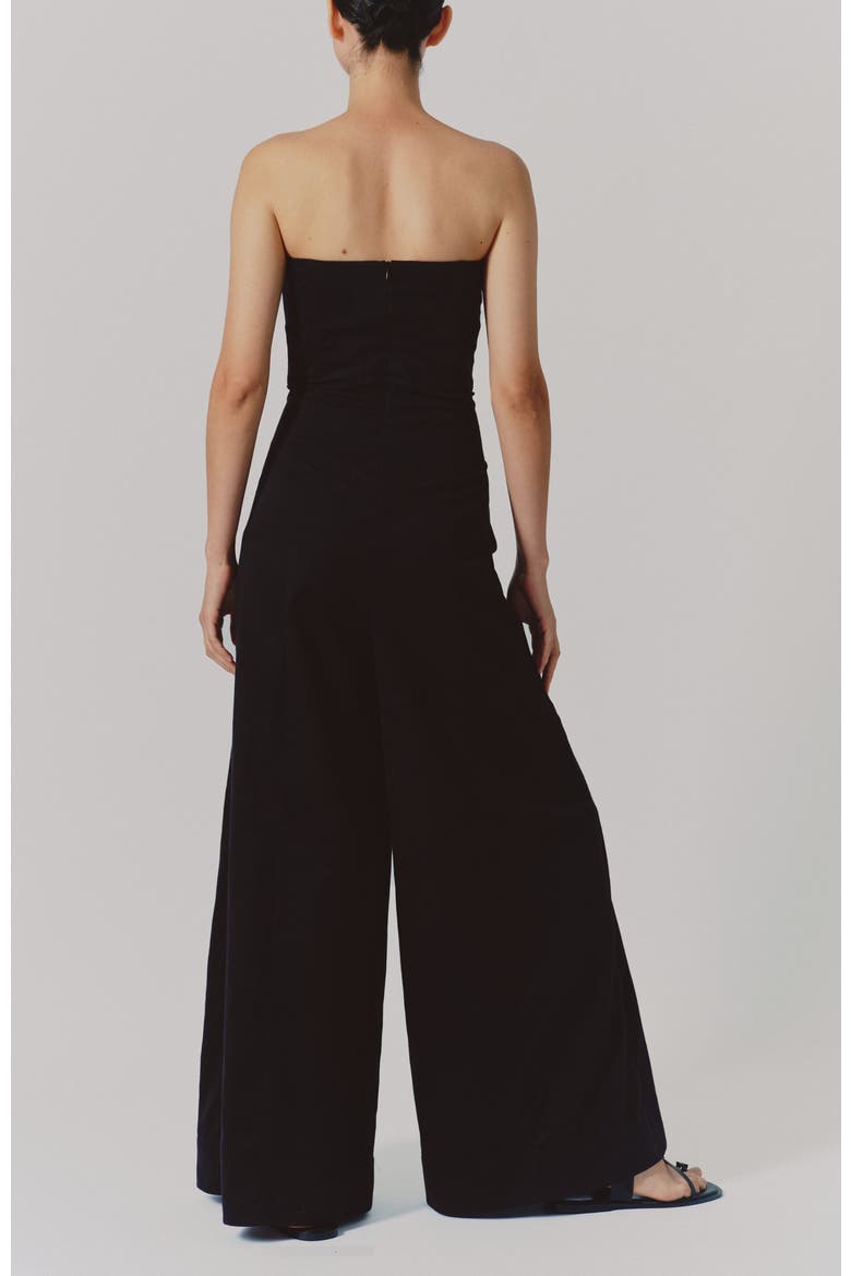 Tabio Strapless Cotton Jumpsuit, Alternate, color, Black