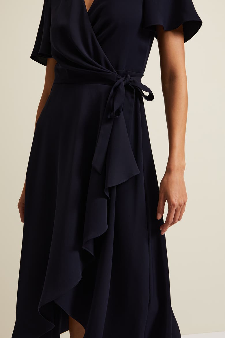 Julissa Wrap Midi Dress, Alternate, color, Navy