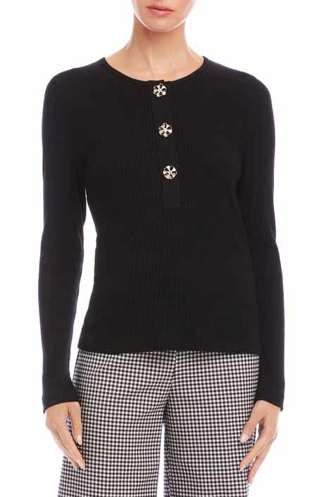 Rib Knit Half Placket Top