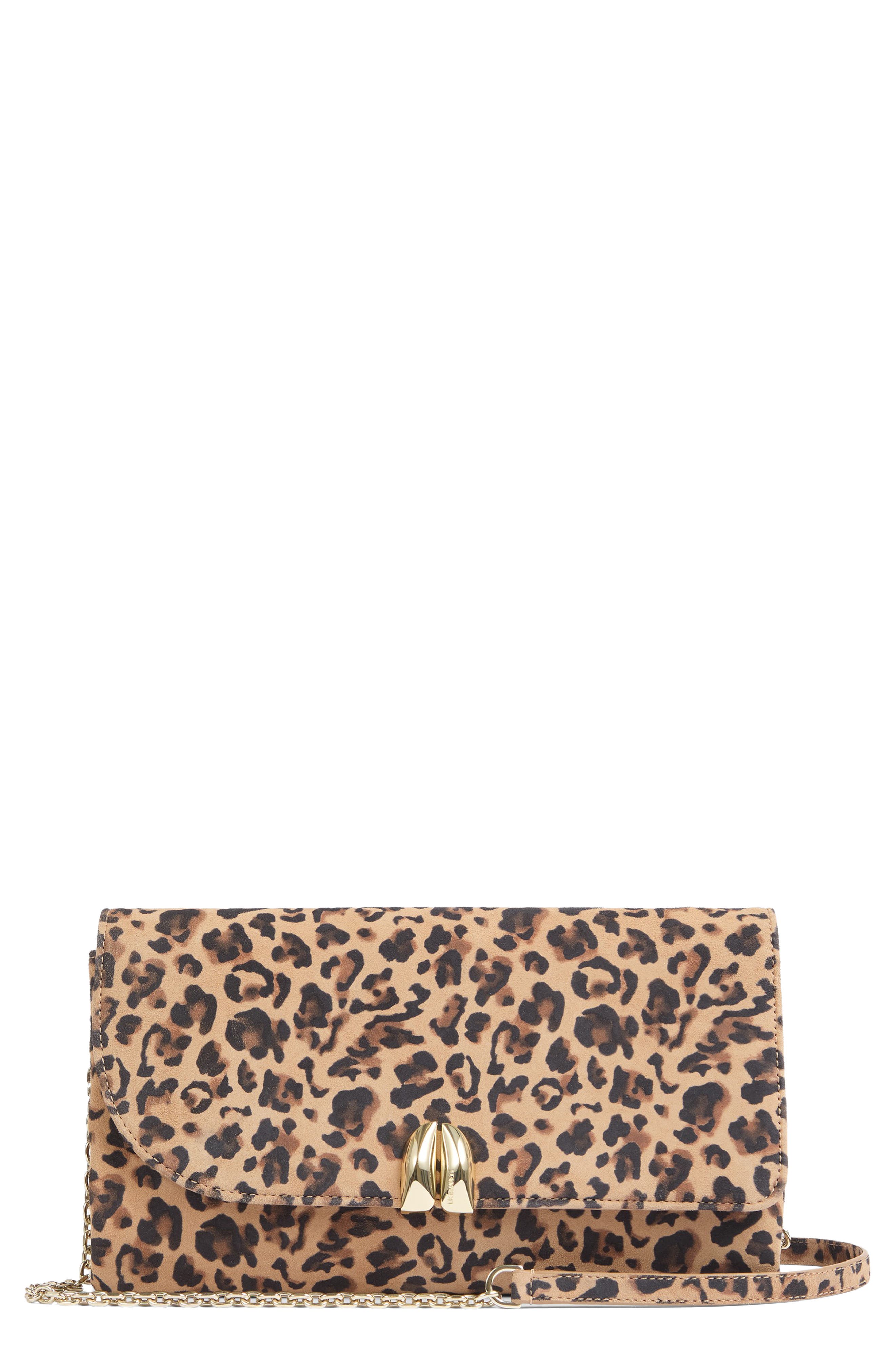 LK Bennett Aria Curve Flap Leather Clutch