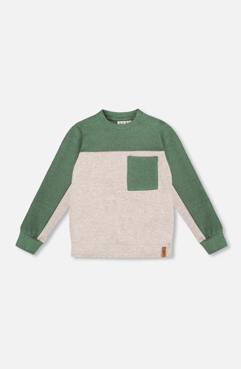 Deux par Deux Long Sleeve Super Soft Brushed Jersey Top Color Block Heather, Main, color,