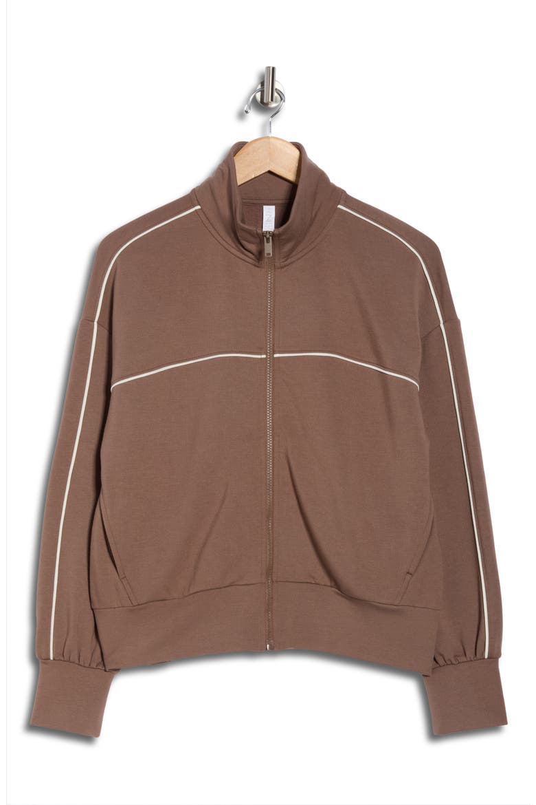 Cozy Knit Track Jacket, Alternate, color, BROWN QUARTZ