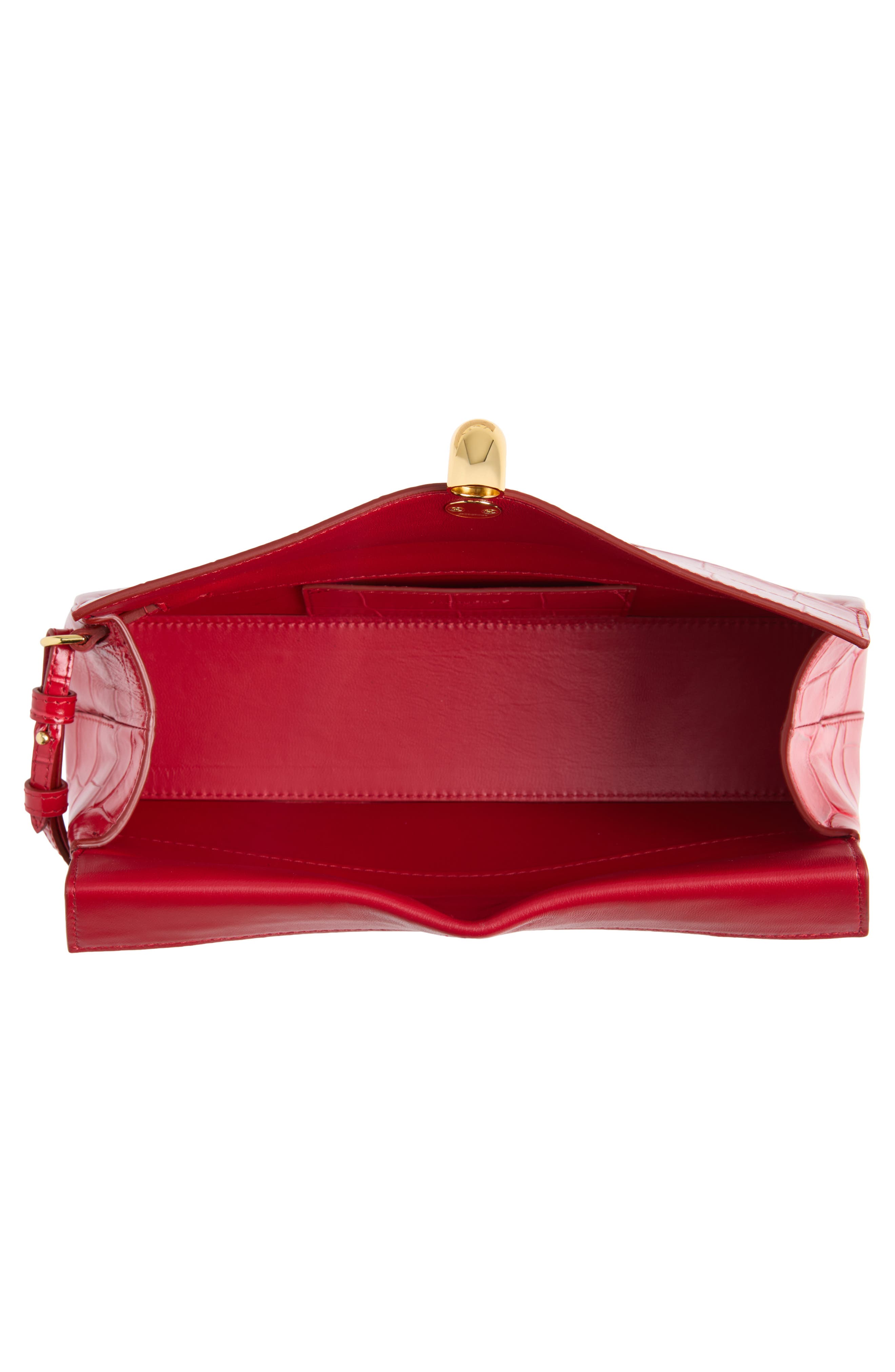 The Valérie Croc Embossed Leather Clutch, Alternate, color, RED 470