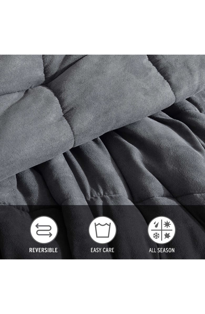 Eddie Bauer Cabin Plaid Reversible Faux Shearling Comforter Set, Alternate, color, Dark Grey