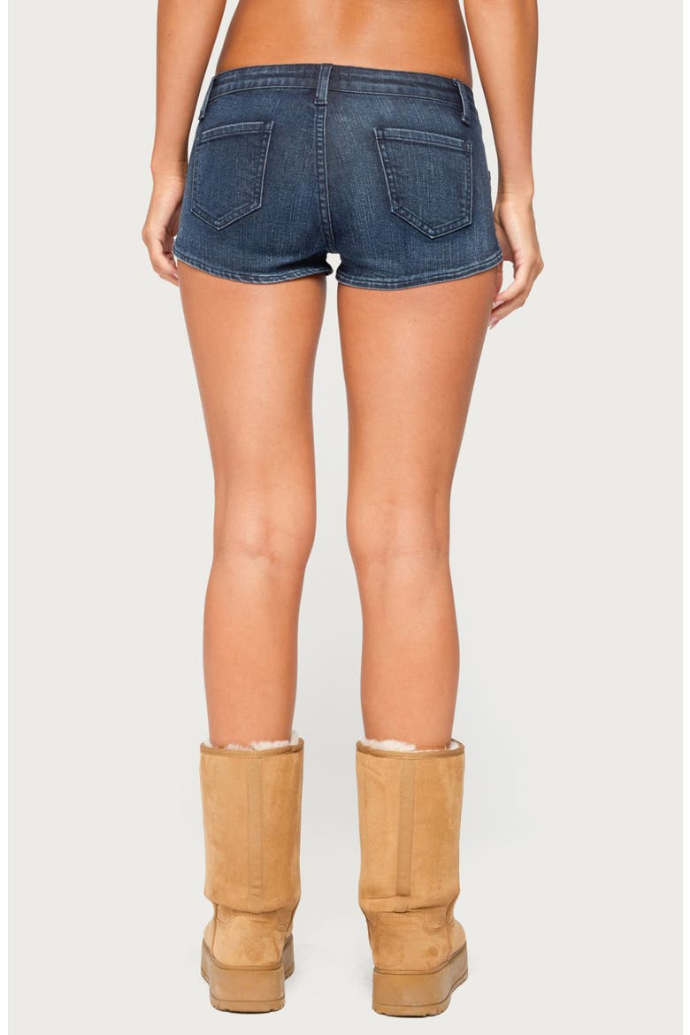 Janel Washed Denim Micro Shorts, Alternate, color, DARK-BLUE-WASHED