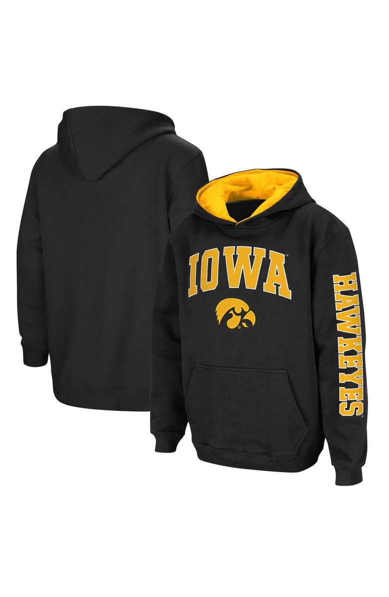 COLOSSEUM Youth Colosseum Black Iowa Hawkeyes 2-Hit Team Pullover Hoodie, Main, color, Black