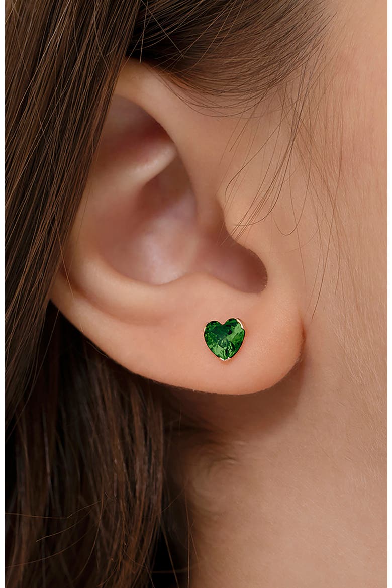 14k Birthstone Cubic Zirconia Heart Earrings, Alternate, color, May