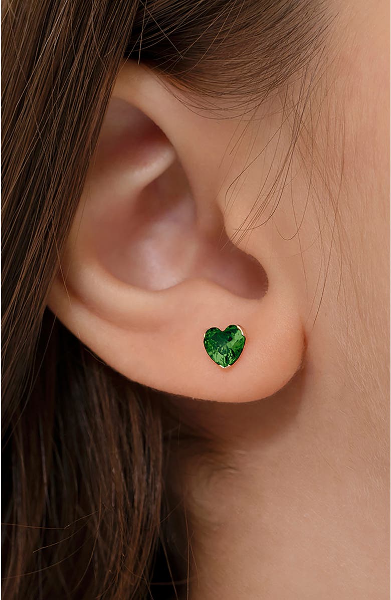 In Season Jewelry 14k Birthstone Cubic Zirconia Heart Earrings, Alternate, color, May