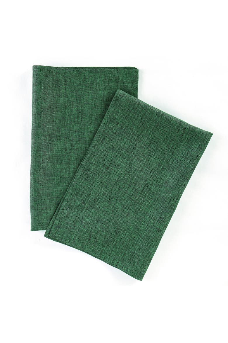 Linen Kitchen Towels Set of 2, 17 x 26" - Kitchen Linen, Alternate, color, Forest Green