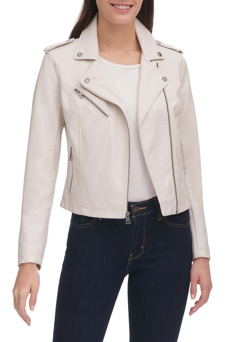 Levi's® Faux Leather Moto Jacket, Alternate, color, OYSTER