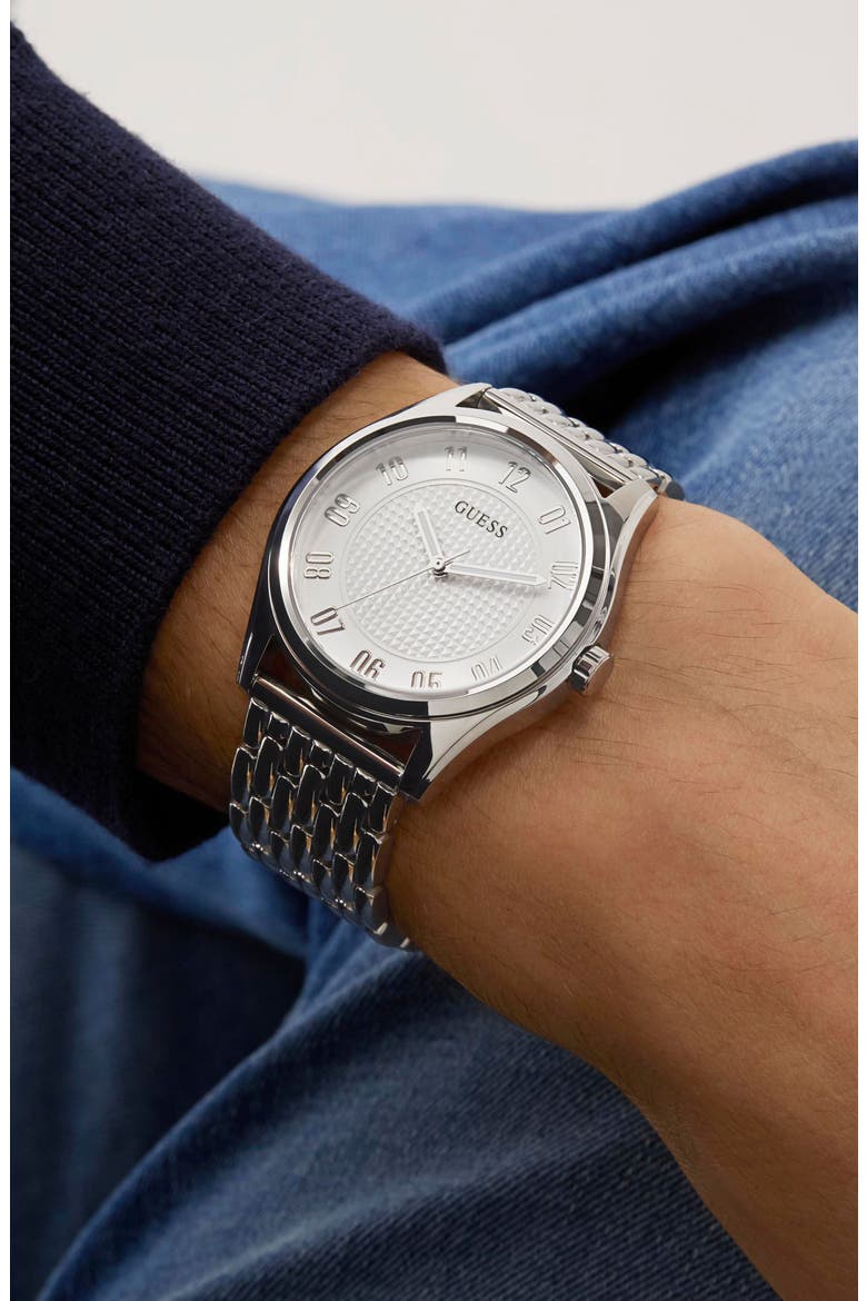 Tate Silvertone Bracelet Watch, 42mm, Alternate, color, SILVER